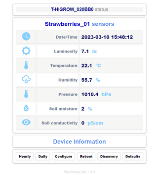 PlantStatus — LILYGO T-Higrow Web Monitor with Home Assistant